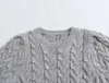 T-shirt da donna Appassito Moda Donna Perle Manica corta Top Maglioni Donna Grigio Maglieria Maglietta casual lavorata a maglia