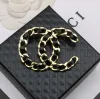 18 -karatowe złoto broszki moda męska marka damska marka podwójna litera broszek luksusowy geometryczny skórzany sznur dzianinowy kombinezon kołnierza pinowe prezenty biżuterii