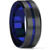 Anéis de casamento moda masculina 8mm preto tungstênio vermelho azul sulco borda chanfrada padrão de tijolo escovado aço inoxidável para homens