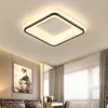 Lustres noir blanc fini lustre LED moderne pour chambre à coucher salle d'étude salon plafonniers carrés/ronds