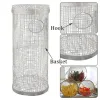 Skewers BBQ Basket Stainless Steel Leakproof Mesh Rolling Grilling Barbecue Rack Outdoor Picnic Camping Simple Cylindrical BBQ Grill