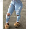 Women's Jeans Jeans For Womens Clothing Broken Hole Washed Slim Leggings Long Pants Spring Summer Trousers Plus Size 240304