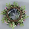 Decorative Flowers Artificial Rose Flower Wreath Spring For Front Door Wall Window Wedding Party Farmhouse Home Decoration