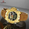 Naviforce Luxury Luxury Original Watches for Men Casuary Sport Chronograph Alarm Quartz Wristwatch Leather防水デジタル時計9163 240227