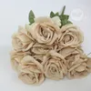 10 FlowersBunch Vintage Roses Coffee Bean Paste Purple Grey Pink Silk Bouquet For Birthday Party Wedding Decoration Room Layout 240301