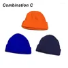 Casquettes de cyclisme 3pcs Bonnet quotidien Chapeau unisexe Printemps Automne Bonnet tricoté pour hommes Femmes Court Melon