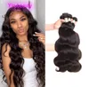 Cheveux humains vierges indiens non transformés 3038 pouces vague de corps soyeux droit 3 pièceslot couleur naturelle entier 38quot Remy Double 7870828