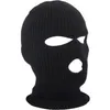 Masque de couverture complet trois 3 trous cagoule tricot chapeau hiver extensible masque de neige bonnet chapeau casquette nouveau noir chaud visage Masks233Y