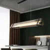 Hanglampen Nordic Minimalistische Designer Licht Luxe Restaurant Rable Bar Mode Cafe Creatieve Lange Strip Art Glazen Kroonluchter