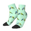 Calcetines para hombre lindo periquito pájaros vestido para hombre para mujer moda cálida novedad loro pájaro tripulación