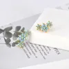 Hoopörhängen Retro 925 Sterling Silver Ear Needle Blue Turquoise Geometric Pendant For Women Fashion Cute Smyckespresent