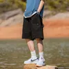 Shorts masculinos verão sólido cintura alta bolsos cordão bandagem com elástico solto casual roupas esportivas moda calças góticas