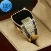 Klassisk mens ring Fashion Metal Gold Color inlaid Black Stone Zircon Punk Rings for Men 6597 7203