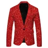 Veste Blazer ornée de paillettes dorées brillantes pour hommes, Costume de bal pour boîte de nuit, vêtements de scène pour chanteurs, 240223