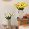 Couronnes de fleurs décoratives Bouquet de marguerite blanche bricolage décoration de la maison plantes soie artificielle fausse fleur jardin fête de mariage goutte De 2024304