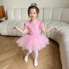 Palco desgaste menina ballet prática vestido bailarina tutu e collant traje para crianças crianças dancewear bela roupa de ginástica