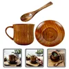 Ensembles de vaisselle Ensemble de tasses en bois faites à la main Verres à boire Tasse à thé Lait décoratif Café créatif