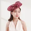Bérets X4053 accessoires de cheveux de mode chapeaux de mariage en lin femmes coiffes élégantes chapeau de fascinateur mariée