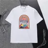 Homens camisetas Designer Tees Rainbow Cogumelo Carta Imprimir Manga Curta Tops Algodão Solto Homens Mulheres Camisa Tamanho Asiático 99 *