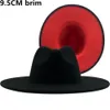 9 5 cm wełniany rondakowy wełniany jazzowy Jazz Hat Autumn Winter Ladies Black Red Light Top Fedora Hat Fashion Men's Panama189f
