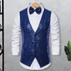 Heren Vesten Heren Pailletten Vest Slim Fit V-hals Vest Met Boog-knoop Voor Stage Performance Compere Emcee Glanzend Mouwloos