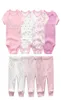 Conjuntos de roupas 2021 bebê menino roupas de algodão 68pcs bodysuits calças sólido unisex nascido menina ropa meninas2885183