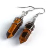 Dangle Earrings KFT Wire Wrapped Natural Healing Crystal Quartz Amethysts Chakra Hexagon Hook Tiger Eye Stone Earring For Women Jewelry