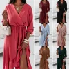 Dresses 2023 Maternity Dress for Pregnant Women Clothes Casual Vneck Long Sleeve Dress Elegant Pregnancy Photoshoot Dress Sexy Vestidos