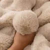 Coprisedie Nuovo inverno coniglio peluche cuscino del divano Nordic minimalista addensato peluche cuscino del sedile copridivano in pelle antiscivolo invernale di fascia alta