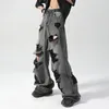Jeans pour hommes Hommes Streetwear Personnalité Ripped Hip Hop Punk Casual Moto Stretch Coréen Mode Denim Pantalon Pantalon B62
