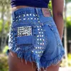 Jeans femme Jeans taille haute Jeans femme mode trou Jeans Shorts amples Rivet pantalons courts livraison directe 240304