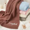 Personalized Name Baby Knitted Blanket Cotton 100x80cm Skin-friendly Warm born Wraps Custom Baby Blanket for Winter 240229