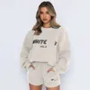 Beyaz Kadın Takipleri Bahar Sonbahar Kış Kapüşonlu Seti Foil Moda Sportif Uzun Kollu Külver Kapşonlu İki Parçalı Set 17 Renk