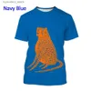 Men's T-Shirts New 3D-printed Animal Cheetah T-shirt Summer Mens Cheetah T-shirt Womens Cheetah Printed T-shirt Cheetah Round Collar Shirt L240304