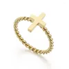 Cluster Rings 2024 Fashion Cross for Women Design Rostfritt stål Twisted Chain Anillos Mujer Finger Accessories