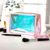 TPU Laser Makeup Storage Portable Trapezoidal White Mouth Red PVC Illusion Wash Bag 654105