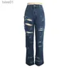 Women's Jeans Jeans Winter European And Fashion Natural Waist Personality Straight Leg Trousers 240304