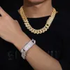 Moda bling rapçiler takılar 20mm altın kaplama doldurulmuş pirinç aaaaa baget cz elmas buzlu miami Küba bağlantı zinciri kolye