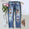 Jeans para mujer Jeans Directo Transfronterizo Hermandad de mujeres europea y griega Etiqueta de cintura media Agujero lavado 240304
