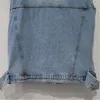 Kadın yelek çok renkli elmas perçin denim yelek kadınlar rahat gevşek orta uzunlukta kovboy yelek vintage mavi kolsuz kot ceket