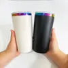 Tasses à café de 20 oz plaquées arc-en-ciel, bouteille d'eau holographique avec paille colorée, nouveau style 2024 pour la gravure au laser de tournesol, création de logo personnalisé