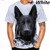 Herr t-shirts herr sommar t-shirt fitness kort ärm söt 3d hund tyska herd hundmönster l240304