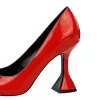 Abiti BIGTREE Scarpe femminili in pelle verniciata solida tacco a spillo pompe da sposa rosso nero punta a punta tacchi alti scarpe da sera per le donne