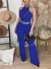 Sets Outifits Geo Tape Patch Sheer Mesh Jumpsuit of One Fashion Casual Pieces for Women Tracksuits Elegant Female 240220