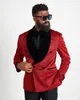 Moda casamento masculino ternos smoking vermelho lantejoulas noivo usar entalhado lapela terno formal tamanho personalizado 2 peças blazer + calça