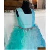 Girl'S Pageant Dresses Ombre Girl Dress 2023 Crystal Sash Ballgown Square Little Kids Birthday Formal Party Gown Toddler Teens Pink Dhq0Q