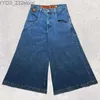 Jeans Jeans JNCO Retro Hip Hop Rock Pattern Blue Large Pocket Loose Harajuku Gothic Wide Leg Skateboard 240304