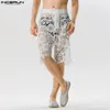 Men's Shorts Men Lace Transparent Sexy Solid Color Zipper Bottoms Summer Streetwear 2024 Unisex Fashion Party S-5XL INCERUN