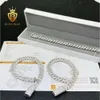 2 rij 10 mm hiphop Moissanite Sterling Sier Cubaanse schakelarmband