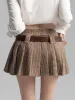 スカートスカート女性フォールドレトロデザインプレイドプレッピースタイルレジャーシンプルな学生ファッション日本語ミニファルダスイートデイリーオールマッチ